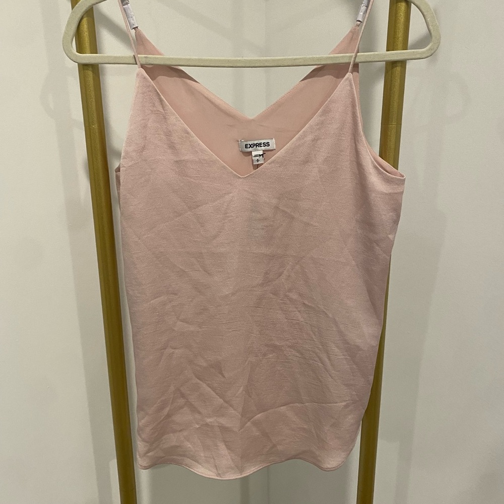 Express light pink satin tank
